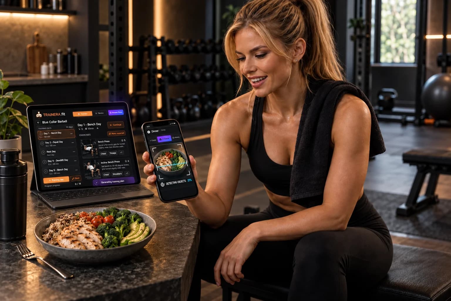 Trainera AI fitness coach - an AI-generated workout plan, meal scan with macros and progress tracking in one app